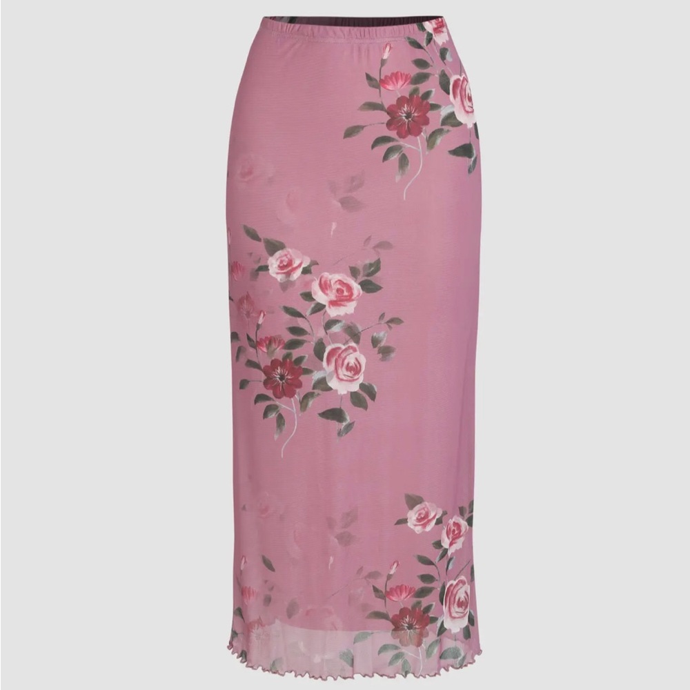 Floral Mesh Skirt